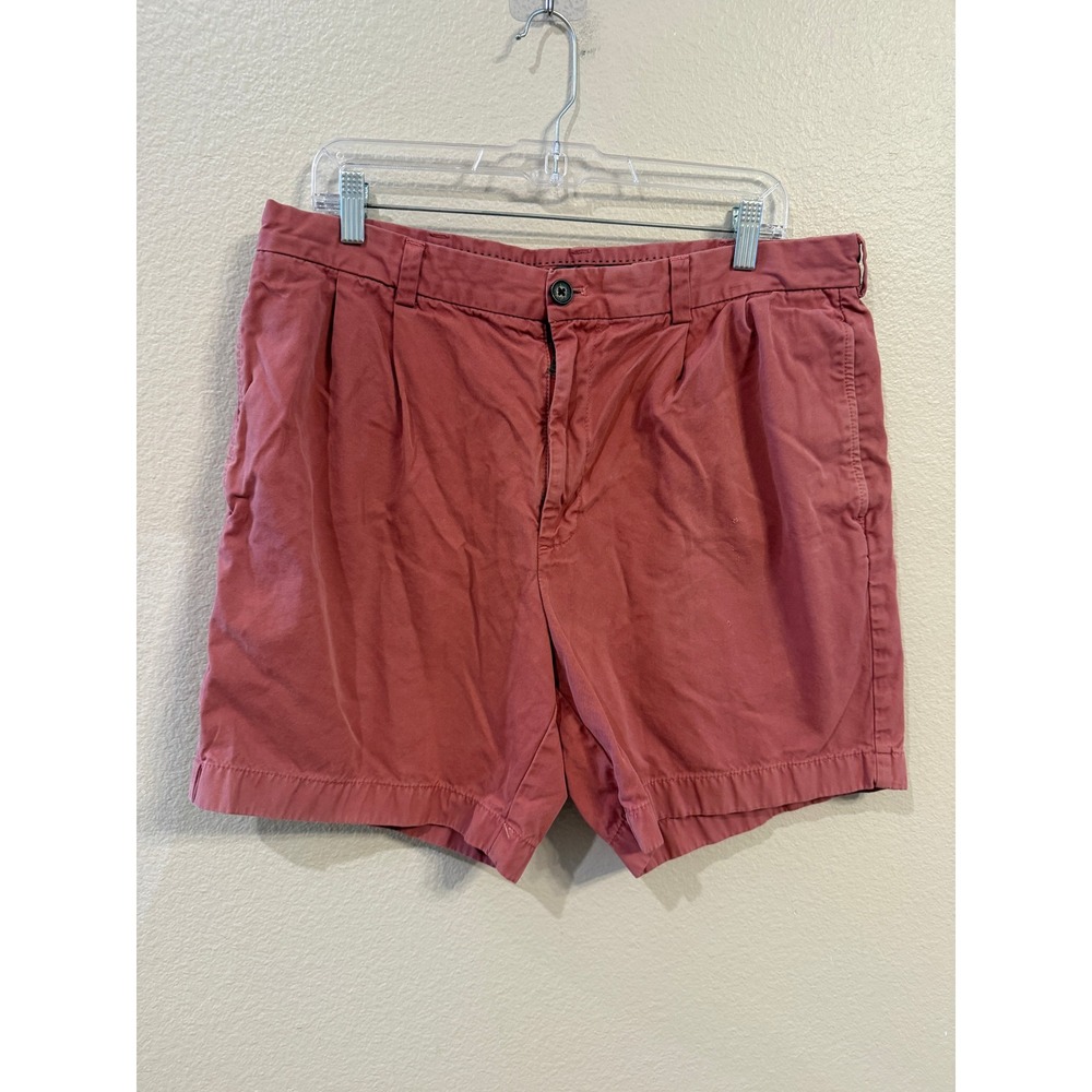 Brooks Brothers Chino Shorts Mens 36 Pink Good Pleated 100% Cotton 6in Inseam